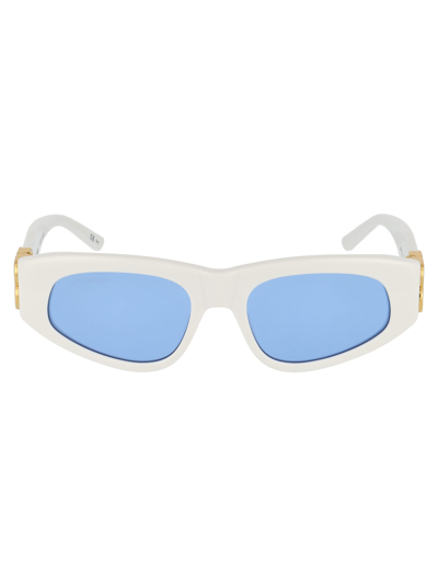 Shop Balenciaga Bb0095s Sunglasses In 004 White Gold Light Blue