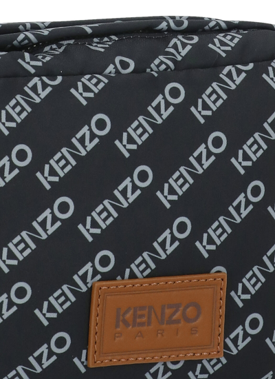 Shop Kenzo Loged Shoulder Bag In Black