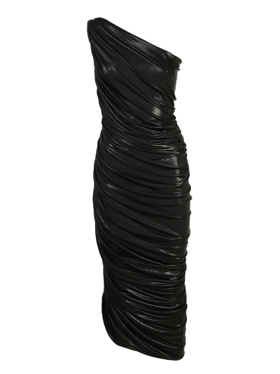 Shop Norma Kamali One-shoulder Dress With Ruched Black