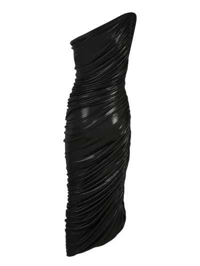 Shop Norma Kamali One-shoulder Dress With Ruched Black