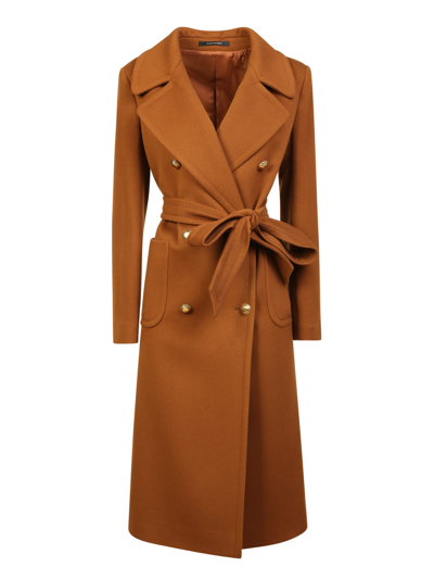 Shop Tagliatore Maureen Double-breasted Coat Light Brown