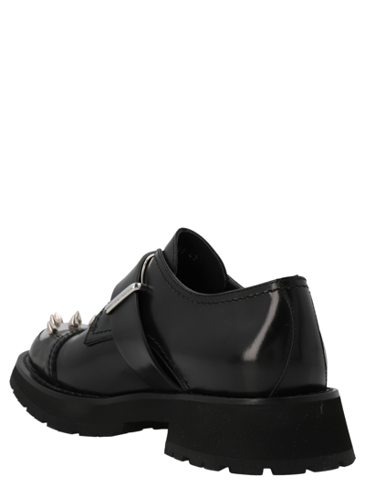 Alexander Mcqueen Studded Strap Derby Loafers In Black