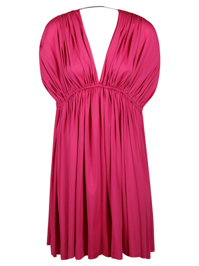 Shop Lanvin Pleated Short Dress In Bright Pink