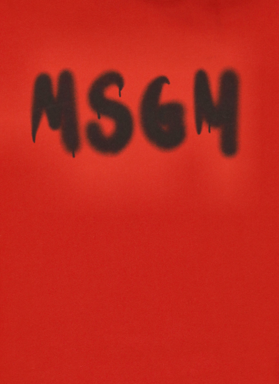 Shop Msgm Loged Hoodie In Red