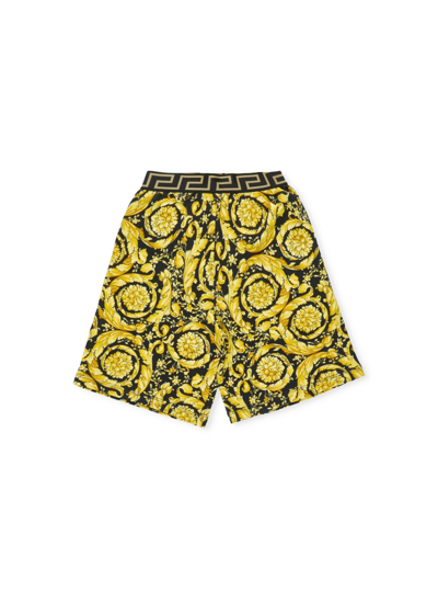 Shop Versace Barocco Bermuda Shorts In Nero+oro