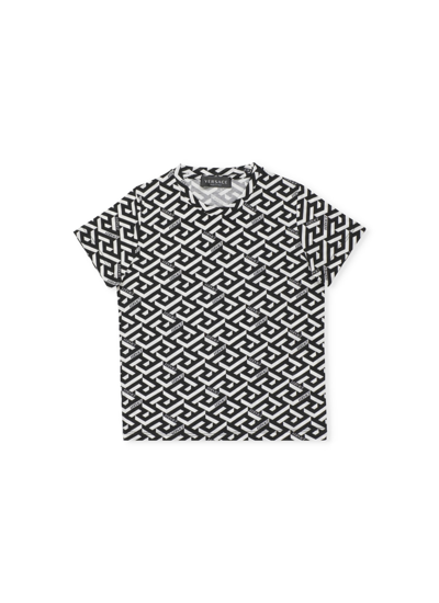 Shop Versace La Greca T-shirt In Nero+bianco