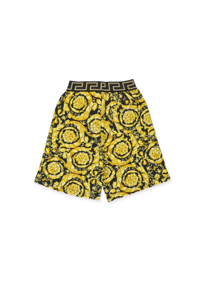 Shop Versace Barocco Bermuda Shorts In Nero+oro