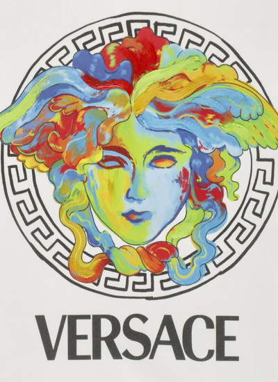 Shop Versace Multicolor Medusa T-shirt In Bianco+multicolor