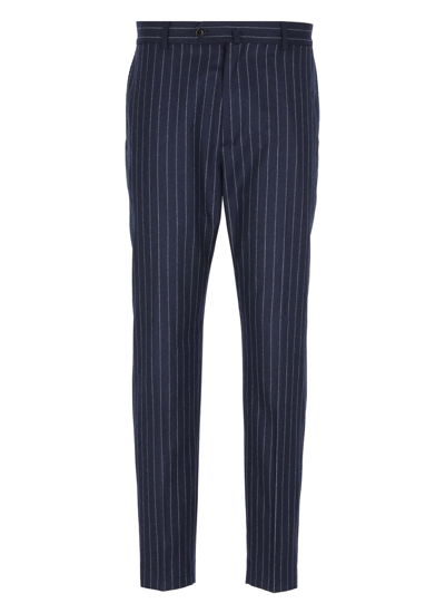 Shop Kenzo Pinstriped Trousers In Midnight Blue