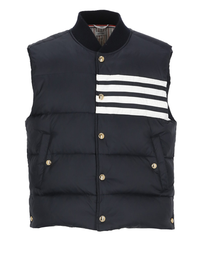 Shop Thom Browne 4 Bars Padded Gilet In Navy