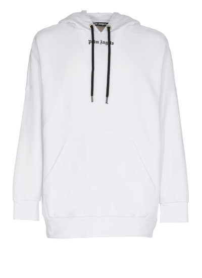 Shop Palm Angels Logo Oversize Hoodie In White Black