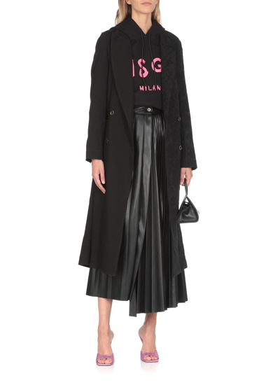 Shop Msgm Pleated Skirt In Black