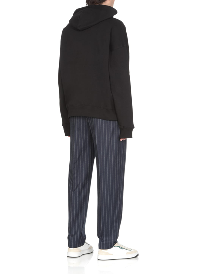 Msgm Hoodie With Drawstring Hood And Kangaroo Pocket In Black