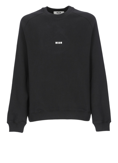 Shop Msgm Cotton Loged Sweatshirt In Black