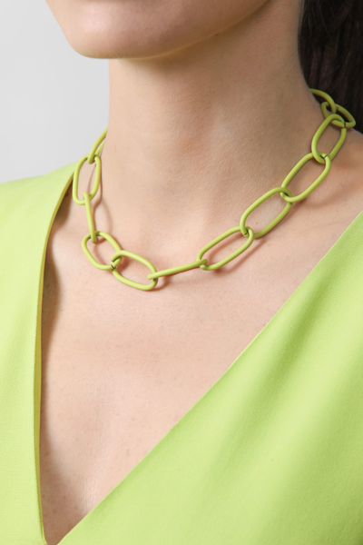 Federica Tosi Christy Matte Painted Chain Necklace In Lime