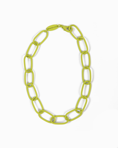 Federica Tosi Christy Matte Painted Chain Necklace In Lime