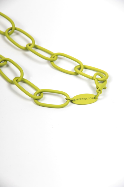 Federica Tosi Christy Matte Painted Chain Necklace In Lime