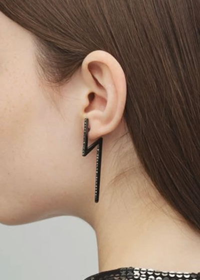 Federica Tosi Flash Earrings Black Diamond In Black