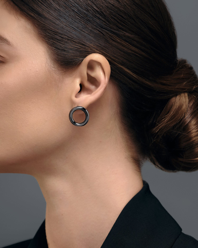 Federica Tosi Earring Carre Ruthenium In Black