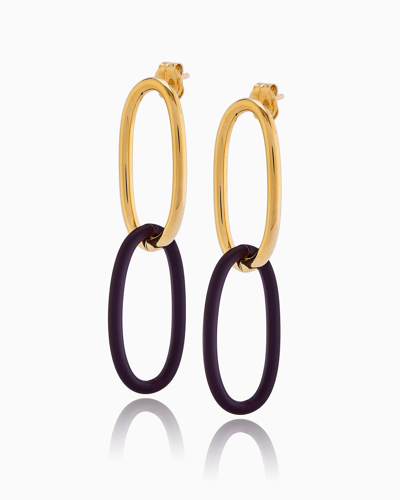 Shop Federica Tosi Earring Bolt Gold Brown In Gold -brown