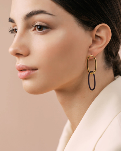 Shop Federica Tosi Earring Bolt Gold Brown In Gold -brown