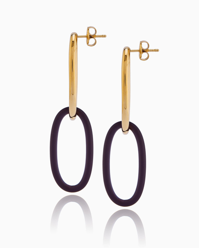 Shop Federica Tosi Earring Bolt Gold Brown In Gold -brown