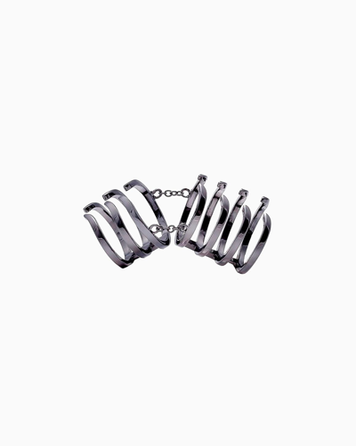 Shop Federica Tosi Armor Hook Basic Ring Ruthenium In Black