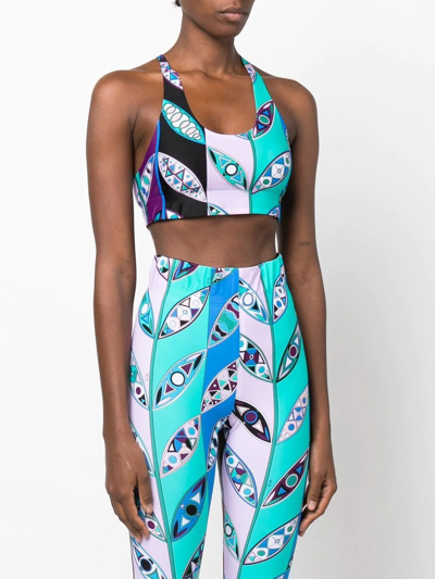 Printed sports bra in blue - Pucci