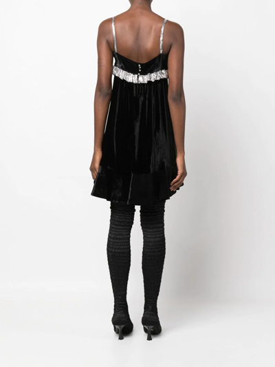 Shop Rabanne Two-tone Velvet Minidress In Black