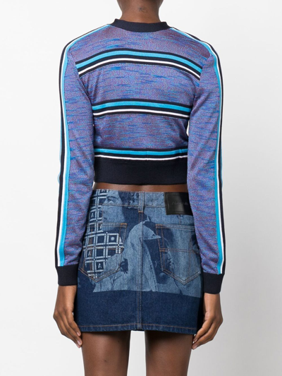 Shop Ahluwalia Augusta Cropped Cardigan In Blue