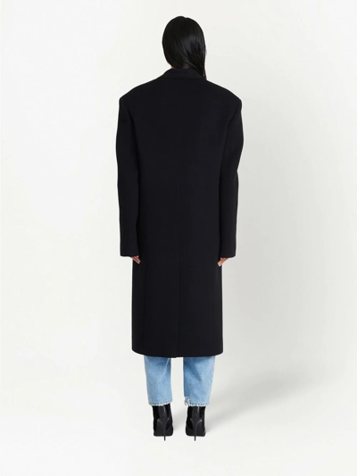 Shop Balmain Single-breasted Wool Coat In Black