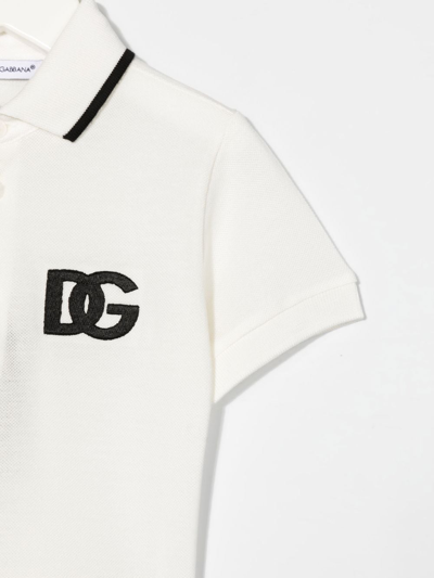 Shop Dolce & Gabbana Logo Short-sleeve Polo Shirt In White