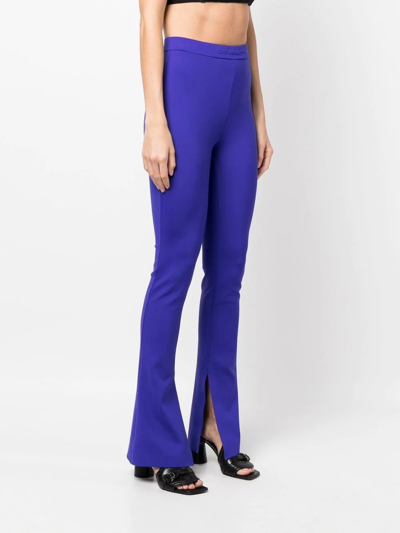 Shop Off-white Side-slit Leggings In Purple