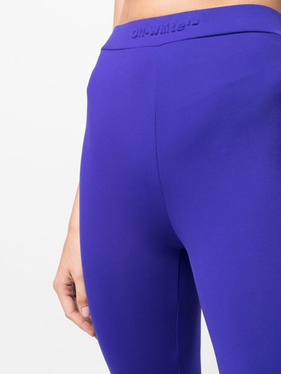 Shop Off-white Side-slit Leggings In Purple