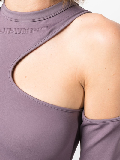 Shop Off-white Asymmetric Cold-shoulder Minidress In Purple