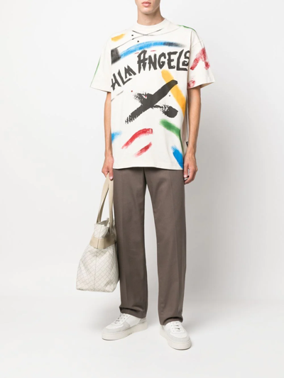 Shop Palm Angels Brush Strokes T-shirt In Neutrals