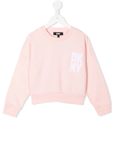 Shop Dkny Logo-print Sweatshirt In Pink