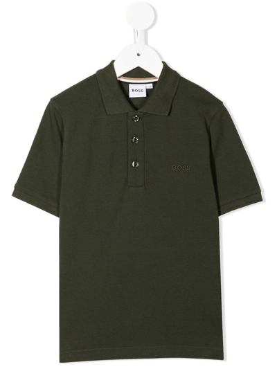 Shop Bosswear Logo-embroidered Polo Shirt In Green