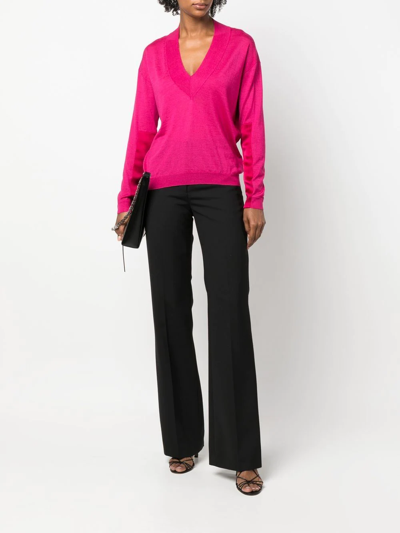 Shop Tom Ford Panelled V-neck Knitted Jumper In Pink
