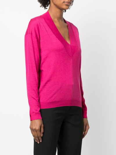 Shop Tom Ford Panelled V-neck Knitted Jumper In Pink