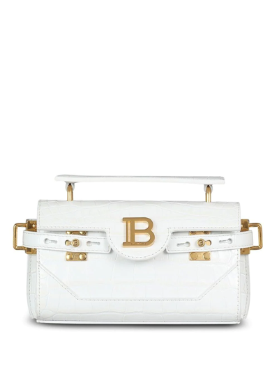 Shop Balmain B-buzz Mini Tote Bag In White