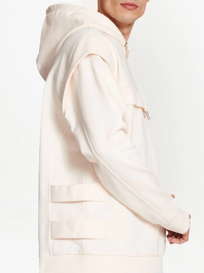 Balmain Cut-out Detail Logo-print Hoodie In White