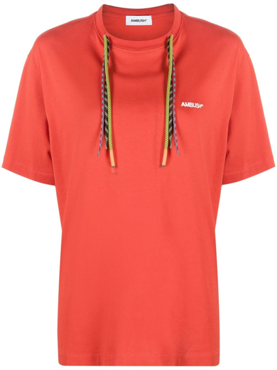 Shop Ambush Multi-cord Logo-print T-shirt In Red