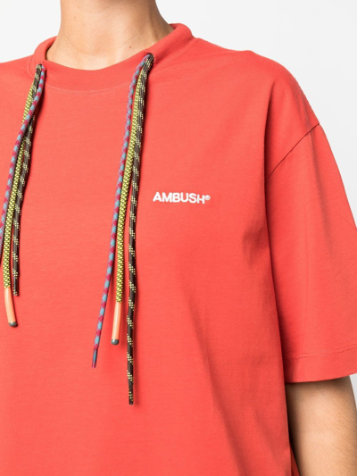 Shop Ambush Multi-cord Logo-print T-shirt In Red