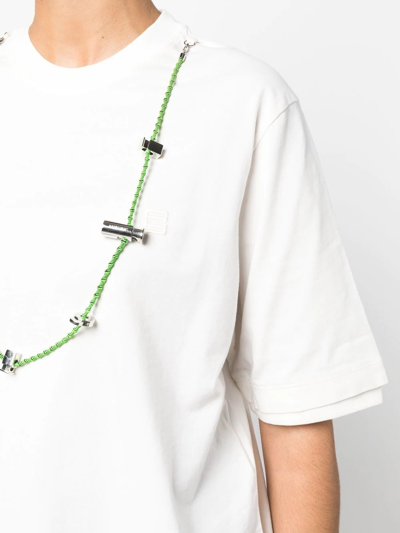 Ambush Solid Color Stoppers Crew-neck T-shirt With Removable Chain In White