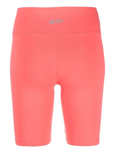 Shop Dkny Logo Fitted Shorts In Pink