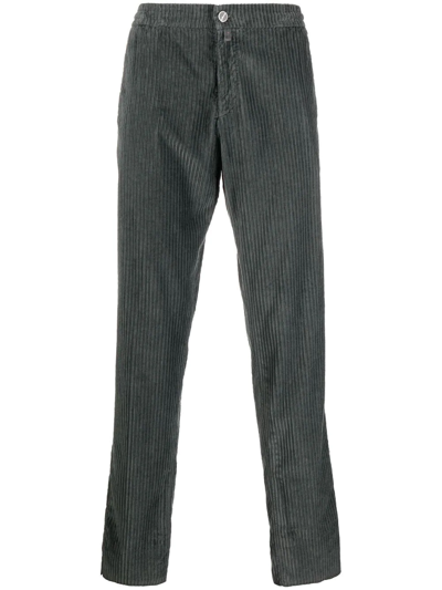 Shop Kiton Straight-leg Corduroy Trousers In Grey