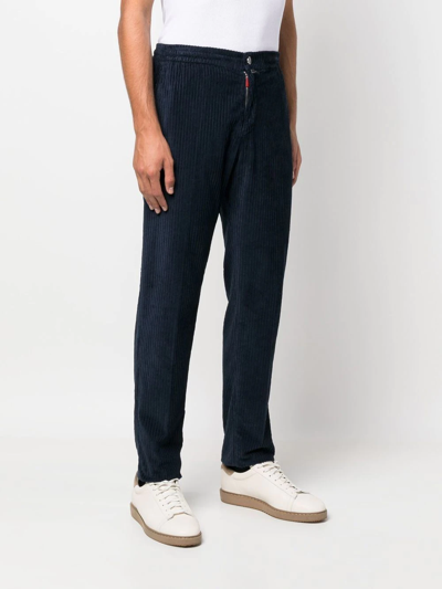 Shop Kiton Straight-leg Corduroy Trousers In Blue