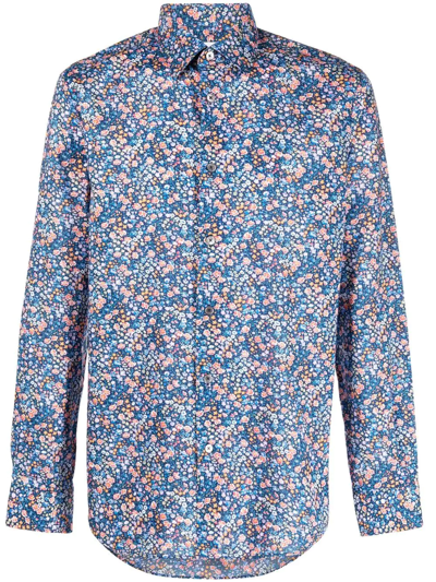 Paul Smith Floral-print Long-sleeve Shirt In Blue | ModeSens