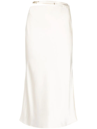 Shop Jacquemus Notte Side-slit Midi Skirt In White